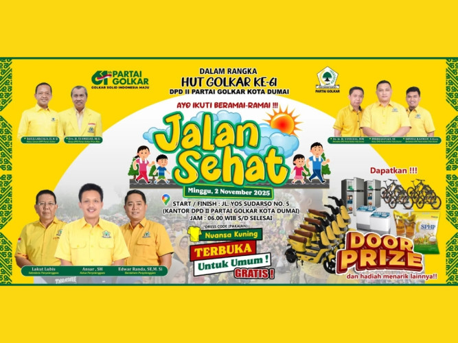 Ribuan Hadiah Warnai Jalan Sehat HUT ke-61 Partai Golkar Dumai