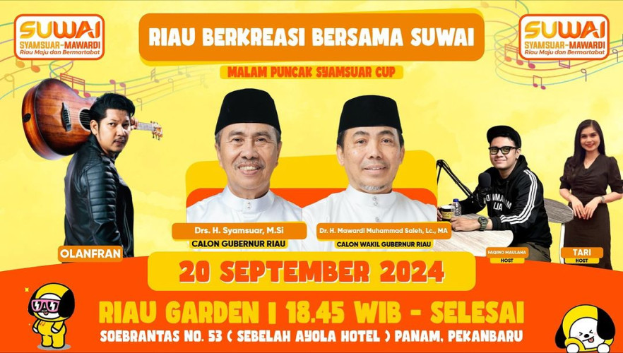 Menuju Malam Puncak Riau Berkreasi Bersama SUWAI, Syamsuar Tegaskan Dukungannya Untuk Kreativitas Kaum Muda Riau