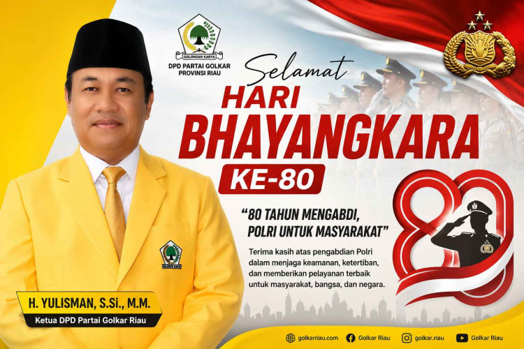 DPD Golkar Riau Ucapkan Selamat Hari Bhayangkara ke-80, Apresiasi Pengabdian Polri untuk Masyarakat
